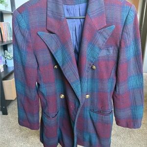 Men's Plaid Double-Breasted Blazer